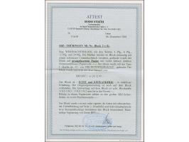 Weihnachts-Block auf graugefasertem Papier mit Stempel “ERFURT 1z 24.12.45”. Die Blockmaße sind in der Norm, in tadelloser Er