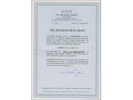 Ziffer 40 Pfg. dunkelrotlila mit Wasserzeichen 1Y, Unterrandstück mit Stempel “LEIPZIG 8.1.46” auf Briefstück, in tadelloser 