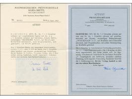 1 Gr. auf graublau, oben etwas angeschnitten, sonst voll- bis überrandig und 2 Gr. auf rosa, allseits breitrandig mit 3,5-4 m