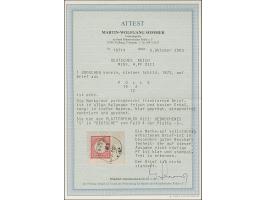 1 Gr. karmin mit Plattenfehler “gebrochenes S in DEUTSCHE” (Feld 4) mit EKr. “POLLE 18.2.72” auf kpl. Faltbrief. Die farbfris