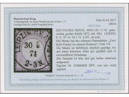 ¼ Gr. grauviolett mit Plattenfehler “zwei helle Punkte im unteren Rahmen”, klar und zentrisch mit Ekr. “LEIPZIG P.V. N. 14 30