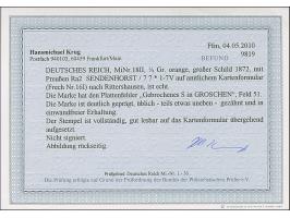 ½ Gr. orange mit Plattenfehler “gebrochenes S in GROSCHEN” (Feld 51), mit Rahmenstempel “SENDENHORST 7.7.(74)” als tarifgerec