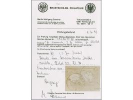 2 Gr. grauultramarin mit Plattenfehler “Einbuchtung im Innenkreis rechts in Höhe der 8. und 9. Strichleiste” (Feld 32) und 1 