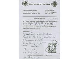 1 Gr. karmin mit Plattenfehler “gebrochenes H in DEUTSCHE” (Feld 94) mit klarem Rahmenstempel “NEUSTADT IM RÜBENGEBIERGE 14.4