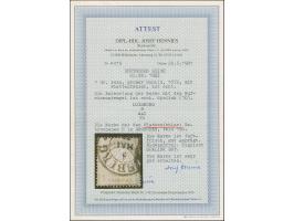 1 Gr. mit Plattenfehler “gebrochenes H in GROSCHEN” (Feld 150), mit Hufeisenstempel “DUISBURG 8.MAI.74” (Spalink 10) entwerte