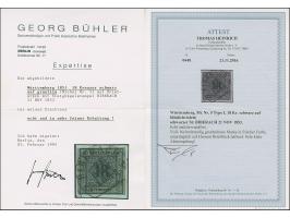 18 Kr. auf bläulichviolett, Type I, sehr farbfrisch und allseits voll- bis breitrandig mit praktisch kpl. Steigbügelstempel “