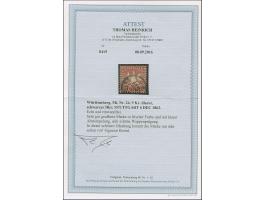 1862, 9 Kr. lilarot gezähnt. K10, farbfrisch und mit &nbsp;sehr schöner Wappenprägung, allseits sehr gut gezähnt mit klarem D