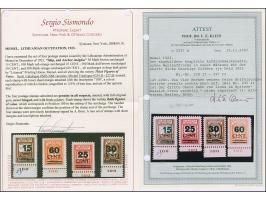 1923, Grünaufdruck 15-60 Cent., Aufdrucktype II “dicke Ziffern”, einheitliche Unterrandstücke von Feld 100, sauber ungebrauch