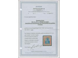 1920, Germania 2 M. dunkellilarot/gruultramarin mit Wasserzeichen Kreuzblütten (amtlich Vierpass-Wasserzeichen). Die farbfris