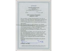 18 Kr. ockerbraun, recht farbfrisch und gut durchstochen, mit Ra2 "Frankfurt A. M. Postexped.No.2 7 12 71" auf eingeschrieben