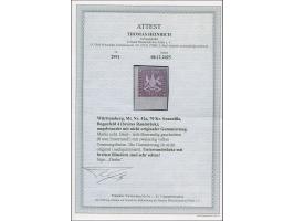 1873, 70 Kr. braunlila, Bogenfeld 4, farbfrisch, breit bis teils überrandig geschnitten mit 8mm Unterrand, zweiseitig mit Tre