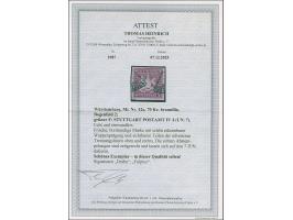 1873, 70 Kr. braunlila, Bogenfeld 2, farbfrisch, allseits breitrandig geschnitten, mit schön erkennbarer Wappenprägung, Teile