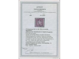 1873, 70 Kr. braunlila, Bogenfeld 3, farbfrisch, allseits breitrandig geschnitten, mit schön erkennbarer Wappenprägung, Teile