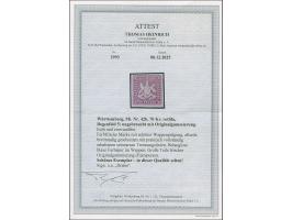 1873, 70 Kr. rotlila, Bogenfeld 5, farbfrisch, allseits breitrandig geschnitten mit schöner Wappenprägung, mit praktisch voll