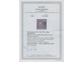 1873, 70 Kr. rotlila, Bogenfeld 5, farbfrisch, allseits breitrandig geschnitten mit schöner Wappenprägung, mit dreiseitigen T