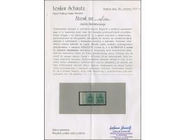 1920, Aufdruckausgabe Germania 5 Pfennig im waagerechten Paar, dabei die linke Marke mit Aufdruckfehler “fehlendes P von PLEB