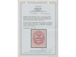 1920, Aufdruckausgabe im Hochoval Germania 10 Pfennig rot mit Urmarkenplattenfehler “innere Randlinie rechts über Reich nach 