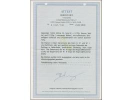 1920, Nicht ausgegeben Germania 5-10 Pfennig, je im senkrechten Rand-Dreierstreifen mit Seitenrandnummer “1” und Bogenzählnum