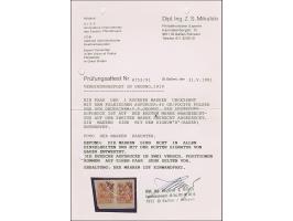 1919, 40 Gr. auf 1 Kop. orange, waagerechtes Paar, dabei der deutsche Aufdruck auf der linken Marke normal waagerecht, auf de