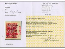 1919, 40 Gr. auf 5 Kop. mittelbraunkarmin, farbfrisch und allseits breitrandig geschnitten, sauber ungebraucht, tadellos, sel