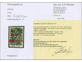 1919, 40 Gr. auf 2 Kop. graugrün, farbfrisch und allseits voll- bis breitrandig geschnitten, sauber handschriftlich mit “B” (
