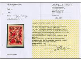 1919, 40 Gr. auf 3 Kop. dunkelrosa, farbfrisch und allseits breitrandig geschnitten, mit klarem, doppelten Aufdruck des polni