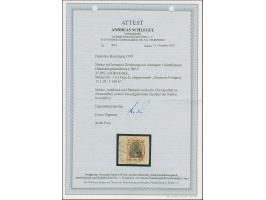 1919, Aufdrucktype I: Germania 25 Pfennig rotorange/schwarz auf gelbweiß, farbfrisch und gut gezähnt, sauber mit Stempel “Deu