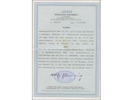 2 Sgr. blau, waagerechter Dreierstreifen und 2 Einzelwerte, davon einer mit Plattenfehler 'I nach links geneigt', alle voll- 