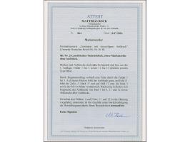 1920, Germania 3 Mark auf 3 Pfennig, 6er-Block mit linkem Seitenrand, Bogenfelder 1-3 und 11-13, durch Bogenumschlag die ober