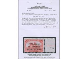 1920, 1 Mark mit Mediävalaufdruck in schwarz, rechtes Seitenrandstück sauber ungebraucht, rückseitig winziger Altersfleck, so