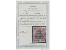 1920, Germania 50 Pfennig auf orangeweißem Papier, Aufdruckplatte VII, Feld 23, farbfrisch und gut gezähnt, sauber gestempelt