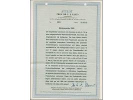 1920, Germania 75 Pfennig mit schwarzem Probeaufdruck von Druckplatte I, jedoch im weiten statt engen Zeilenabstand, Oberrand