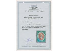 1920, Nationalversammlung 25 Pfennig dunkelopalgrün/zinnoberrot, farbfrisch und gut gezähnt, sauber mit Stempel “OPPELN 19.2.