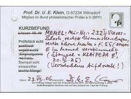 1923, 30 Cent auf 400 Mark. auf 1 Litas braun, Type I, Viererblock mit stark verschobenem Aufdruck, farbfrisch und meist gut 