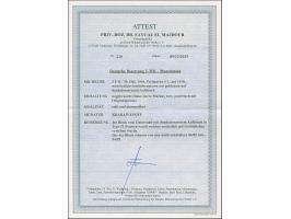 6 L. auf 10 St. mit Gold auf dunkelrosarotem Aufdruck in Type II im Unterrand-Viererblock, postfrisch, die linke obere Marke 