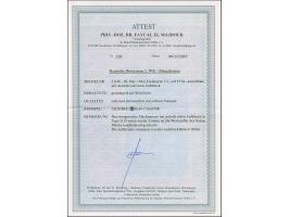 3 L. auf 15 St. mit Aufdruck in Type II und Aufdruck-Abart “Wertziffer 3 kopfstehend” im waagerechten Paar mit Normalmarke, m