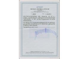 1891, 2 M. dunkelrotkarmin mit klarem Stempel “MIKINDANI 4.1.99” auf Postanweisungs-Briefstück, in tadelloser Erhaltung, Foto