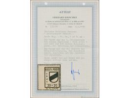 1941, Wappenschild 20 Kopeken, gezähnt, Type II, farbfrisch und gut gezähnt, mit fehlendem Blaudruck, links ungezähnt, postfr