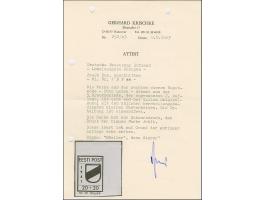 1941, Wappenschild 20 Kopeken, geschnitten, Type II, rechte obere Bogenecke, ohne Blaudruck, postfrisch, tadellos, sehr selte