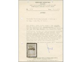 1941, Nordpol 80 Kopeken karmin, mit kopfstehendem Aufdruck mit Aufdruckfehler “weiter Abstand zwischen L und N in VILNIUS”, 