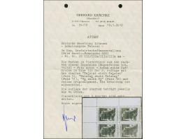 Karelo-Finnische SSR 30 Kopeken, Viererblock mit Aufdrucktype IIId aus der rechten oberen Bogenecke, die linke obere Marke mi