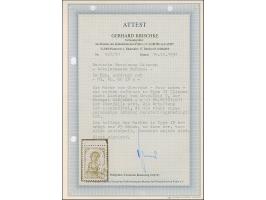 50 Kopeken braun, braunroter Aufdruck, Oberrandstück mit Aufdruckfehler “Lieuva statt Lietuva”, sauber gestempelt, winzig alt