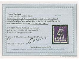 1920, Bayern Abschied 20 Pfg. mit Plattenfehler “senkrechter weißer Strich vom Ellbogen bis zum Unterrand”, gestempelt, in ei