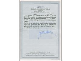 &nbsp;Kriegsdruck &nbsp;3 M. schwarzviolettgrau mit 26:17 Zähnungslöchern, sauber gestempelt, in einwandfreier Erhaltung,, Fo