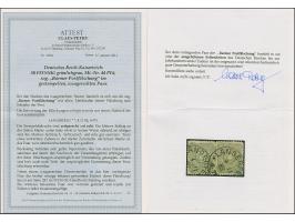 Barmer Postfälschung 50 Pfg. grünlichgrau im waagerechten Paar mit jeweils klarem EKr. “LANGERFELD ** 4.11.82” und rückseitig