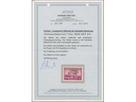 1943, Bombengeschädigte in Nis &nbsp;7+15 Dinar, Fehlfarbe dunkelpurpurviolett, postfrisch, gering geknittert, sonst tadellos