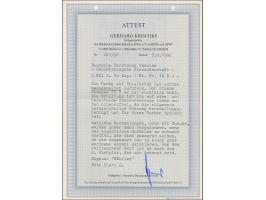 1942, Aufdrucktype III Hakenkreuz 4mm: 5 Rubel auf 40 Kopeken dunkelbraunlila, mit amtlicher Nachmalung des Aufdrucks, farbfr