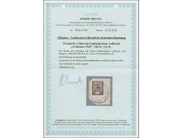 1943, 2 Qind schwärzlichbräunlicholiv, mit kopfstehendem Aufdruck, sauber mit Stempel “TIRANE DEGE 22-.5.44” auf Briefstück, 