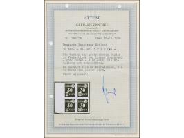 1941, Landespost 30 Kopeken schwarzultramarin, ungezähnter Probedruck auf Kreidepapier, Randviererblock, ohne Gummi wie verau