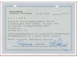 30 Kopeken dunkelviolettultramarin, mit violettem statt schwarzem Handstempelaufdruck, missbräuchlich angebracht, waagerechte